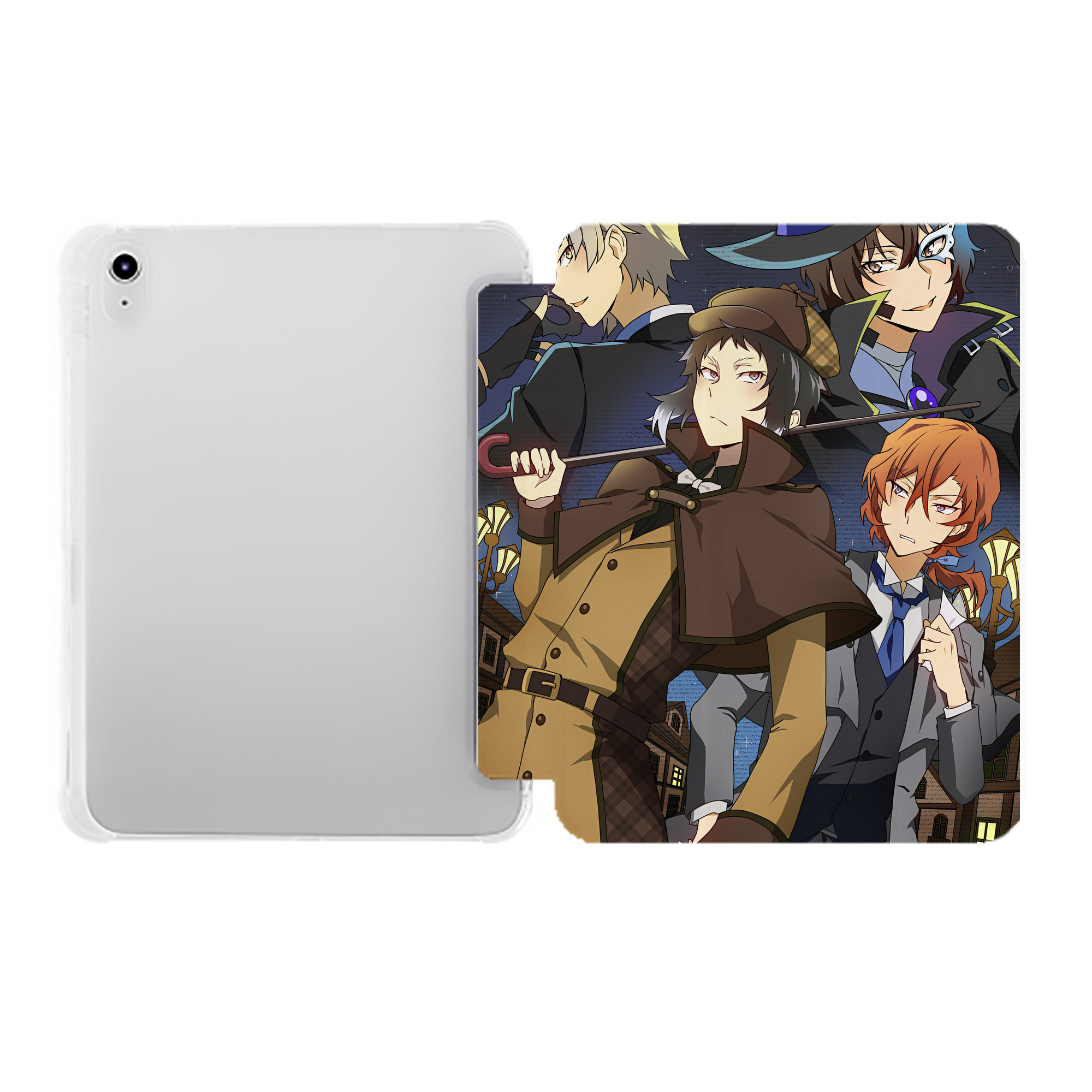 （画像用） 文豪ストレイドッグス Bungo Stray Dogs IPad ケース ペン収納付き 三つ折りスタンド PUレザー×シリコン 対応機種9.5/10.5/10.9インチ